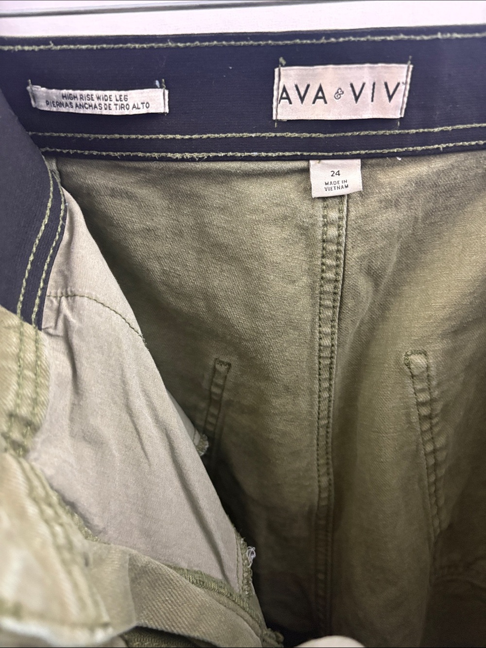 Ava & Viv High-Rise Wide Leg Jeans Womens 24 Dark Wash Stretch Denim Green - Picture 4 of 7